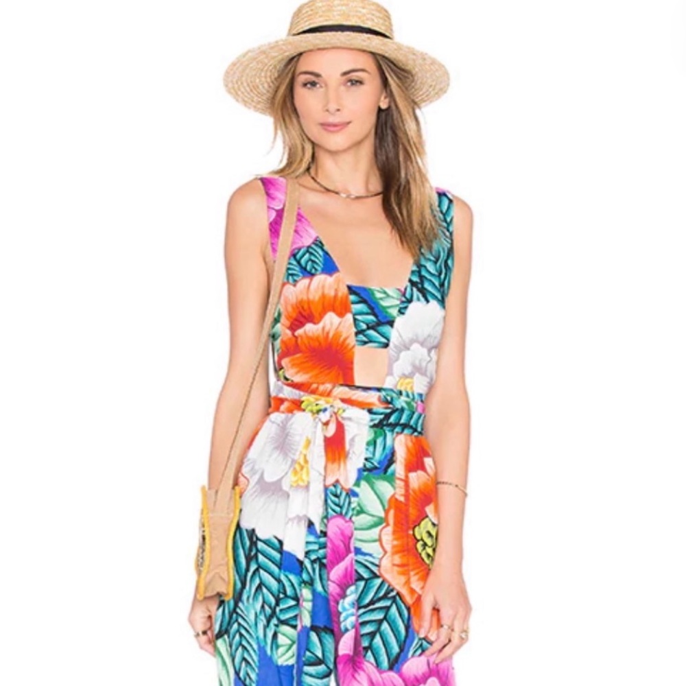 Mara Hoffman Cut Out Romper in Flora Stone. Worn once!